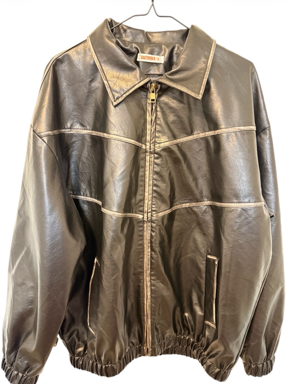 Classic Black Faux Leather Zip Jacket by Bakyarder